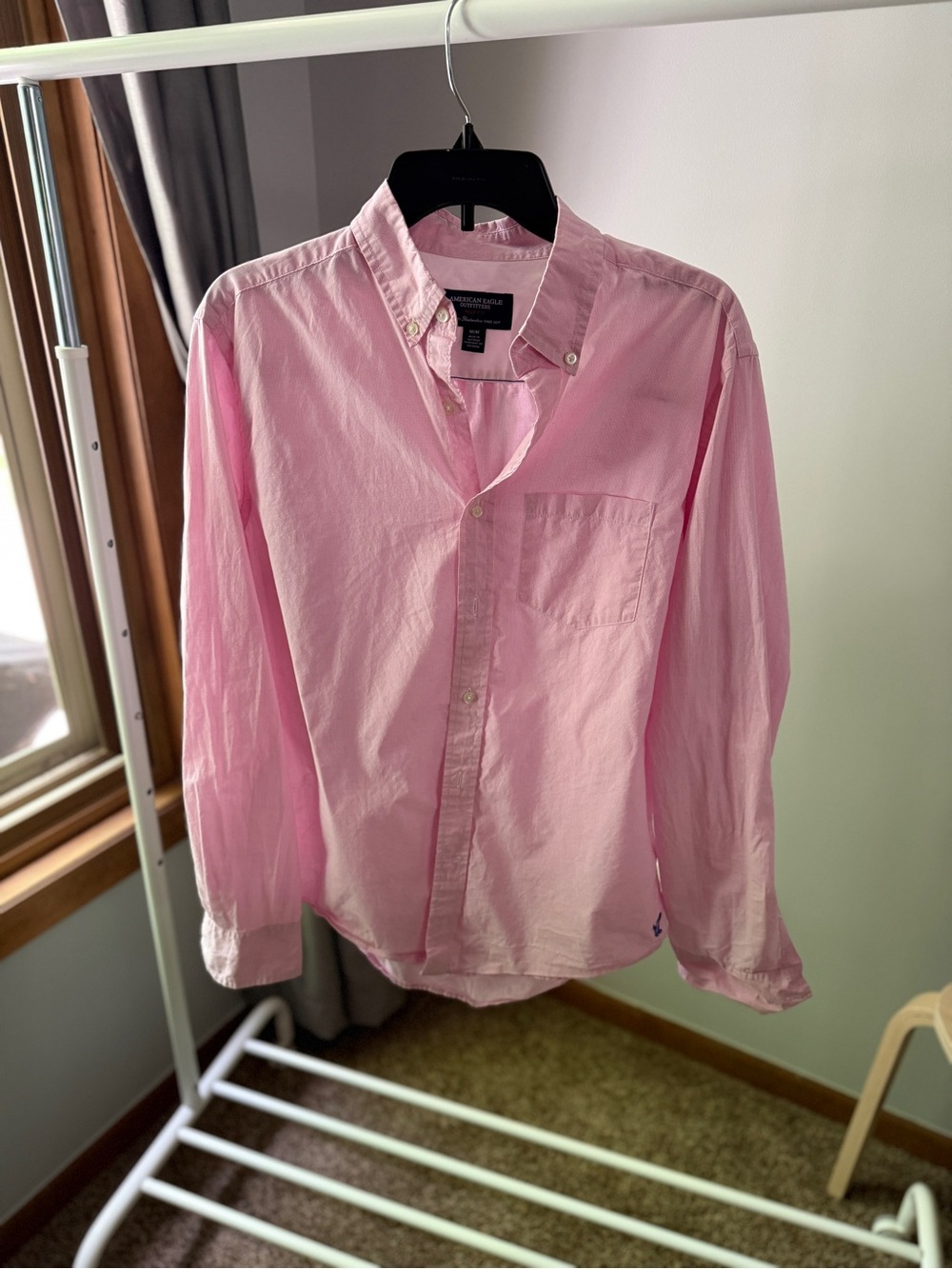 American Eagle Outfitters Light Pink Button-Down Shirt